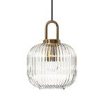 LightfixturesUAE-1-Light Modern Vintage Stripe Clear Glass Lantern-Shaped Pendant Light-Pendant Lights-Oval-