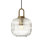 LightfixturesUAE-1-Light Modern Vintage Stripe Clear Glass Lantern-Shaped Pendant Light-Pendant Lights-Oval-
