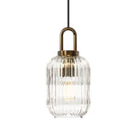 LightfixturesUAE-1-Light Modern Vintage Stripe Clear Glass Lantern-Shaped Pendant Light-Pendant Lights-Oval-