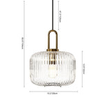 LightfixturesUAE-1-Light Modern Vintage Stripe Clear Glass Lantern-Shaped Pendant Light-Pendant Lights-Oval-