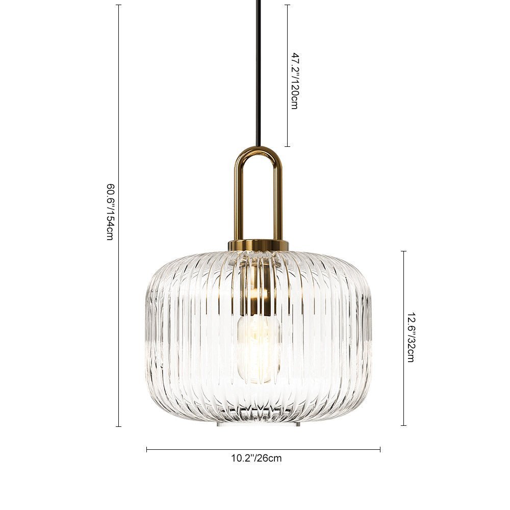 LightfixturesUAE-1-Light Modern Vintage Stripe Clear Glass Lantern-Shaped Pendant Light-Pendant Lights-Oval-