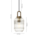 LightfixturesUAE-1-Light Modern Vintage Stripe Clear Glass Lantern-Shaped Pendant Light-Pendant Lights-Oval-