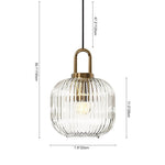 LightfixturesUAE-1-Light Modern Vintage Stripe Clear Glass Lantern-Shaped Pendant Light-Pendant Lights-Oval-