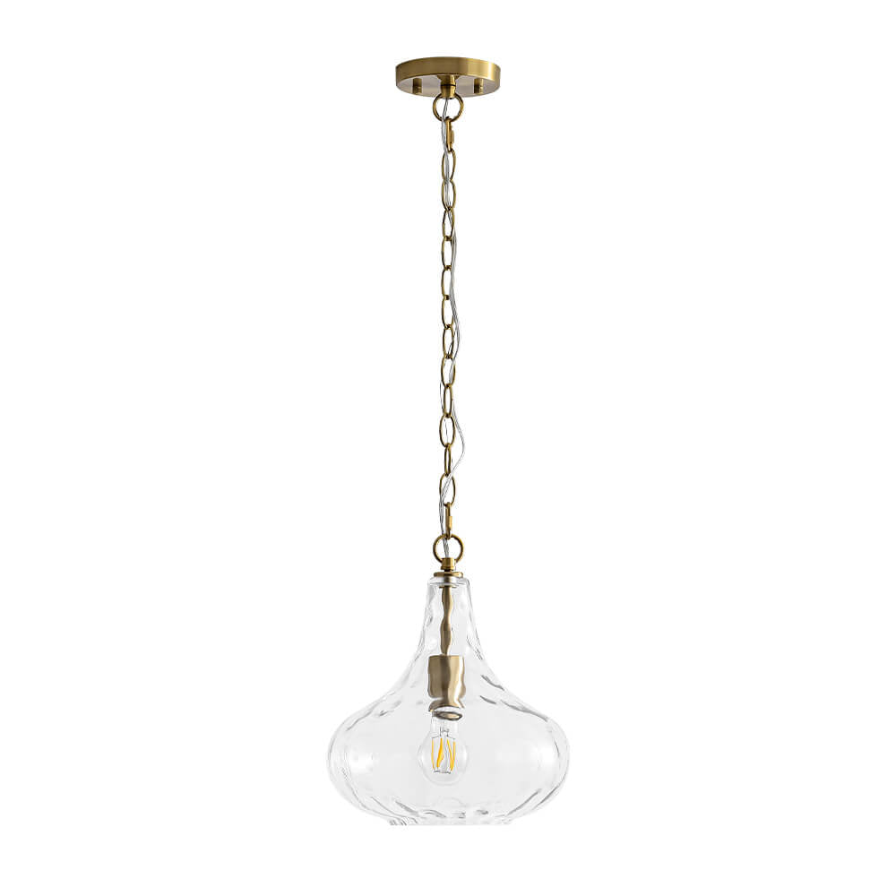 LightfixturesUAE-1-Light Modern Water Pattern Clear Glass Gourd Shape Pendant-Pendant Lights-Nickel-