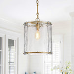LightfixturesUAE-1-Light Modern Water Pattern Glass Cylinder Pendant Light-Pendant Lights-Gold-