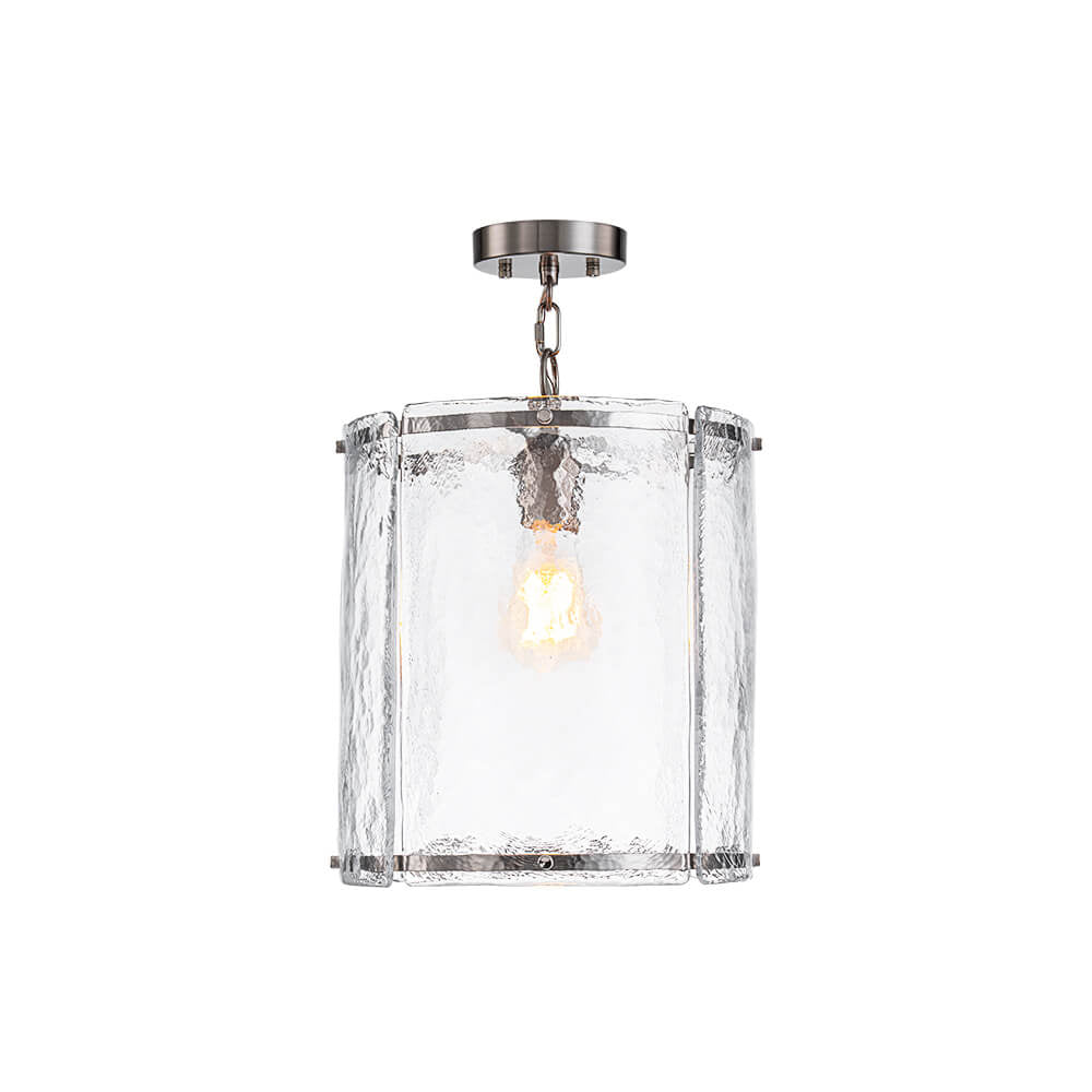 LightfixturesUAE-1-Light Modern Water Pattern Glass Cylinder Pendant Light-Pendant Lights-Nickel-