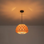 LightfixturesUAE-1-Light Modern Wood Grain Pine Cone Shape Pendant Light-Pendant Lights-Small-