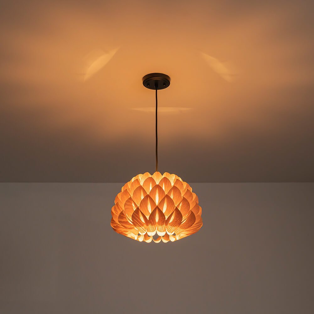 LightfixturesUAE-1-Light Modern Wood Grain Pine Cone Shape Pendant Light-Pendant Lights-Small-