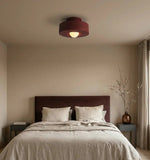 LightfixturesUAE-1-Light Nordic Burgundy Red Geometric Flush Mount Cylindrical Ceiling Light-Ceiling Lights-Black-