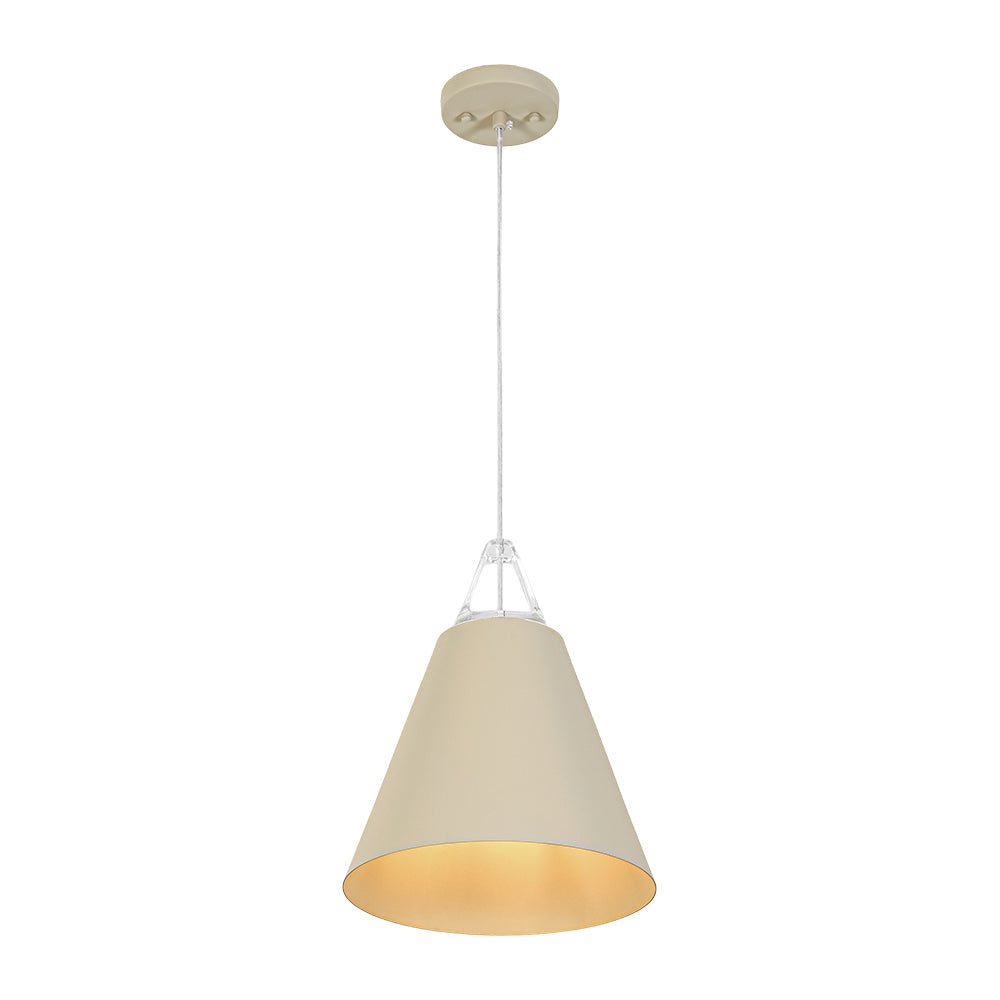 LightfixturesUAE-1-Light Nordic Cream Style Khaki Conical Single Pendant Light-Pendant Lights-Khaki-