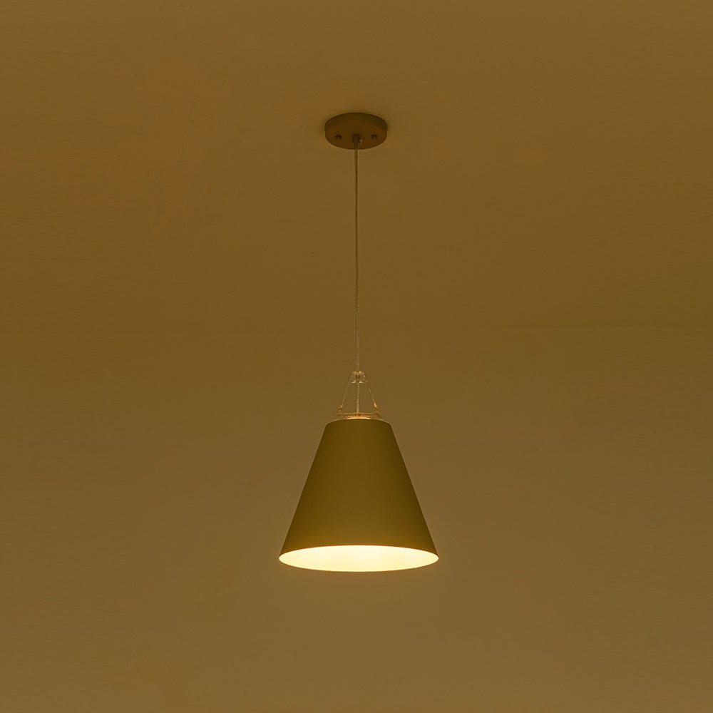 LightfixturesUAE-1-Light Nordic Cream Style Khaki Conical Single Pendant Light-Pendant Lights-Khaki-