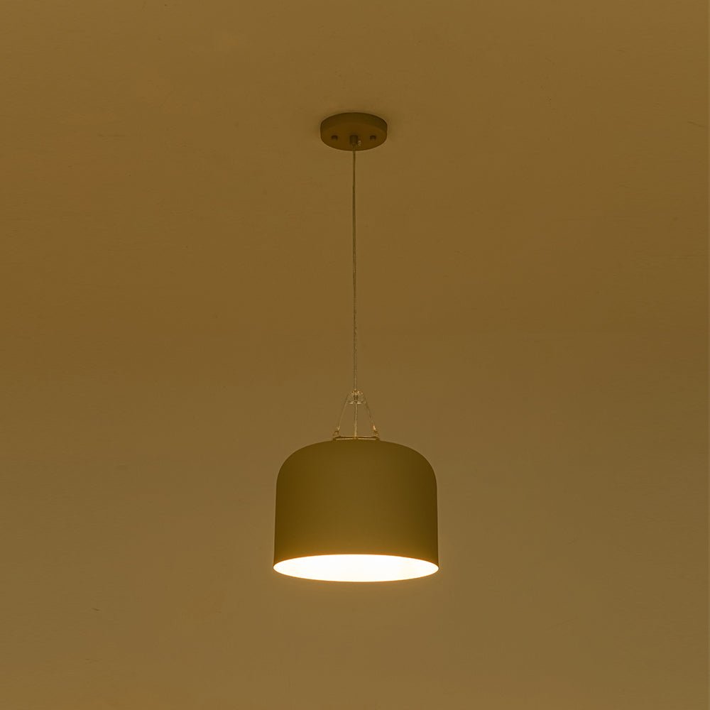 LightfixturesUAE-1-Light Nordic Cream Style Khaki Drum Single Pendant Light-Pendant Lights-Khaki-