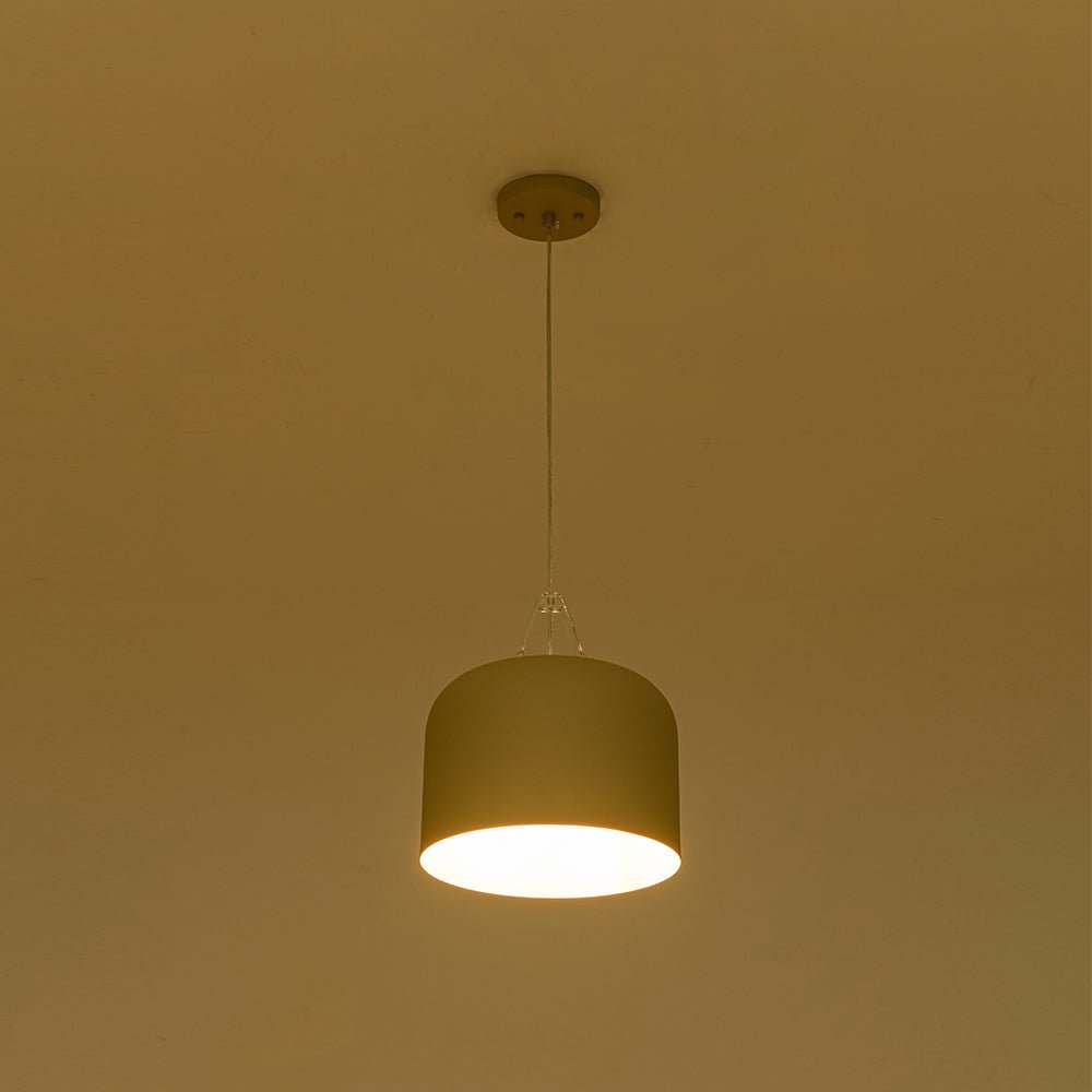 LightfixturesUAE-1-Light Nordic Cream Style Khaki Drum Single Pendant Light-Pendant Lights-Khaki-