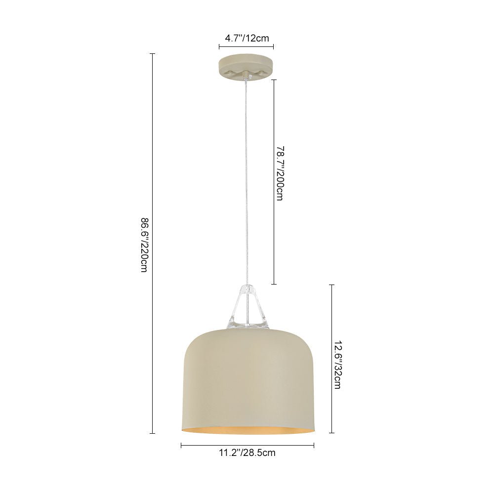 LightfixturesUAE-1-Light Nordic Cream Style Khaki Drum Single Pendant Light-Pendant Lights-Khaki-