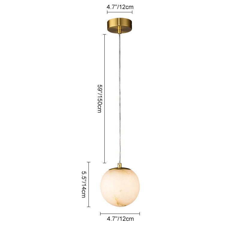LightfixturesUAE-1-Light Nordic Gold Marble Globe Moon Round Pendant Light-Pendant Lights - 