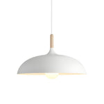 LightfixturesUAE-1-Light Nordic Minimalism Aluminum Wood Umbrella-Shaped Pendant Light-Pendant Lights-White-