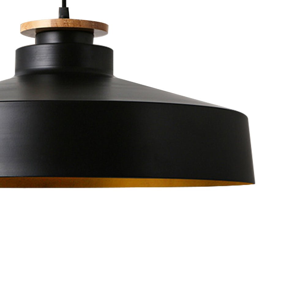 LightfixturesUAE-1-Light Nordic Minimalism White Wooden-Color Iron Conical-Shaped Pendant Light-Pendant Lights-Black-