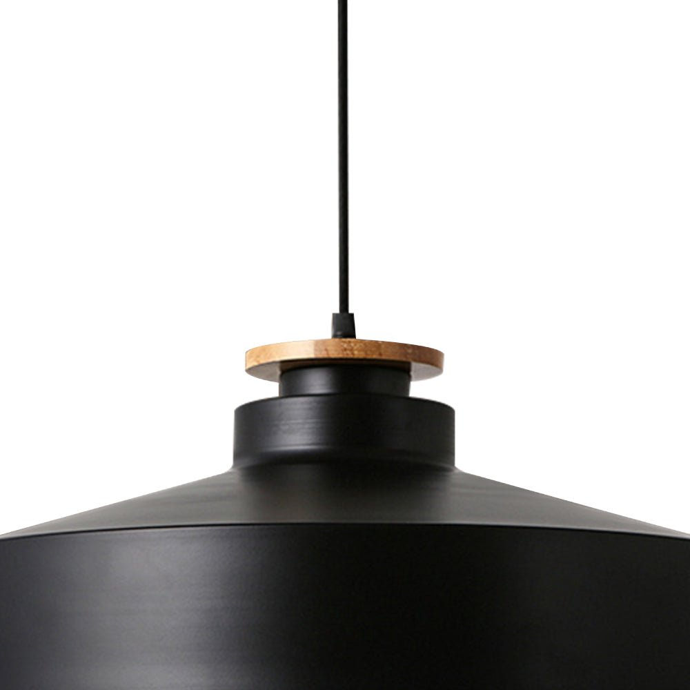 LightfixturesUAE-1-Light Nordic Minimalism White Wooden-Color Iron Conical-Shaped Pendant Light-Pendant Lights-Black-