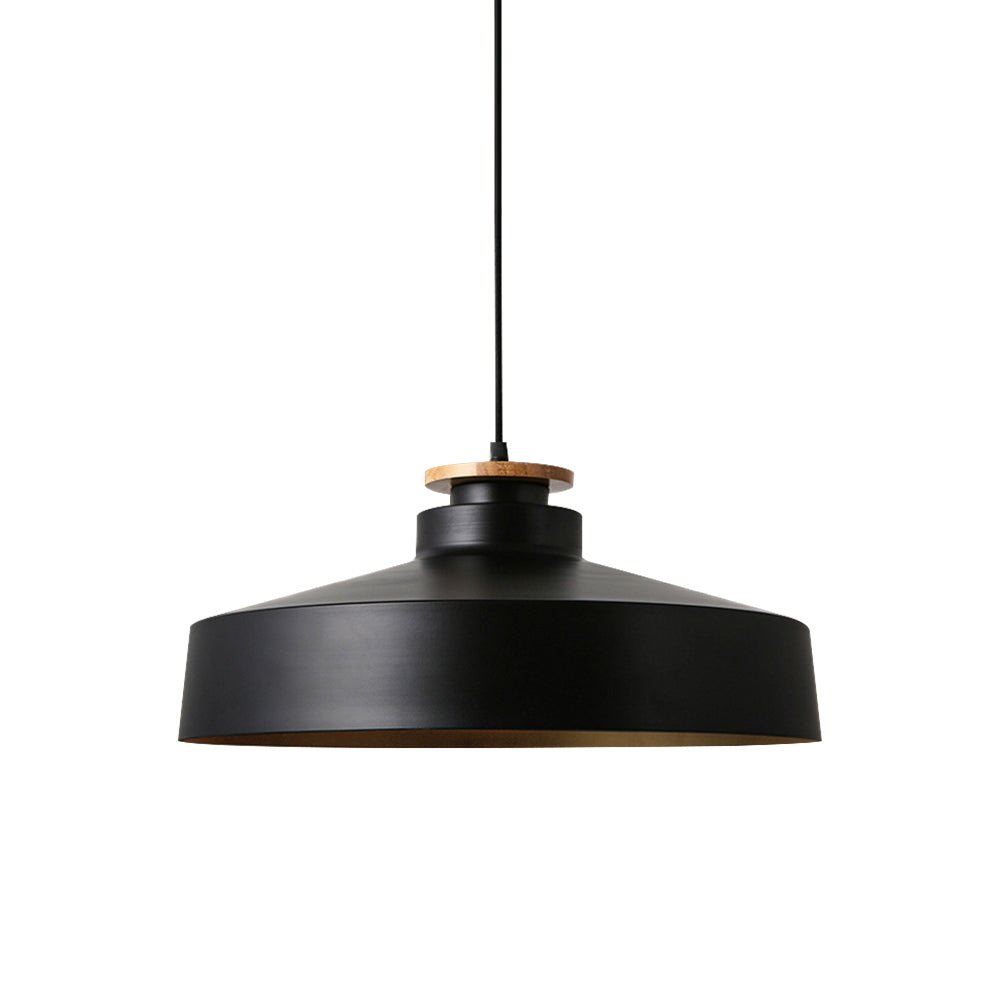 LightfixturesUAE-1-Light Nordic Minimalism White Wooden-Color Iron Conical-Shaped Pendant Light-Pendant Lights-Black-