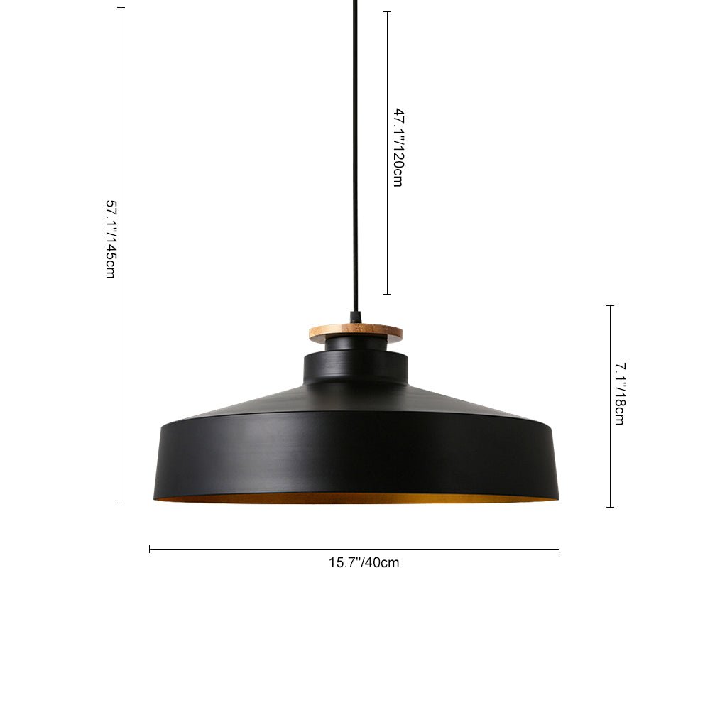 LightfixturesUAE-1-Light Nordic Minimalism White Wooden-Color Iron Conical-Shaped Pendant Light-Pendant Lights-White-