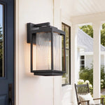 LightfixturesUAE-1-Light Outdoor Farmhouse Lantern Striped Glass Wall Sconce-Wall Lights-1 Pack-