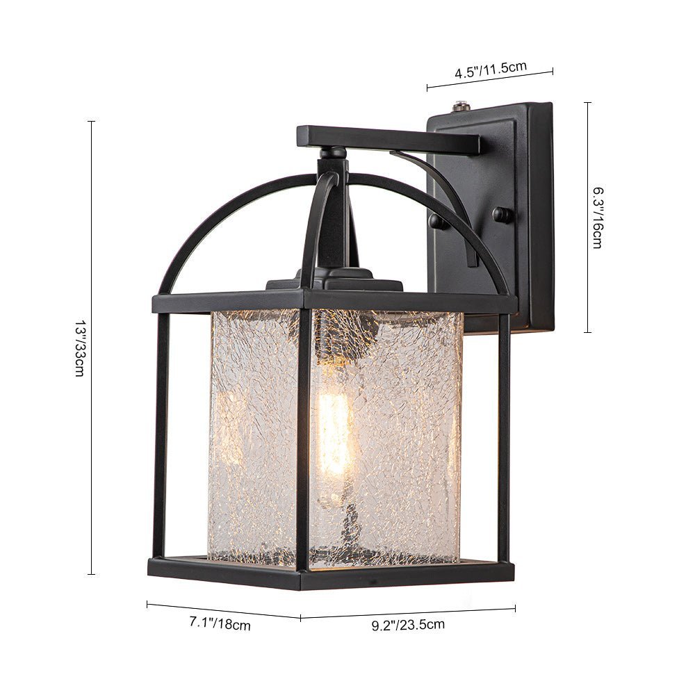 LightfixturesUAE-1-Light Outdoor Lantern Crackle Glass Shade Wall Sconce-Wall Lights-1 Pack-