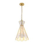 LightfixturesUAE-1-Light Petal Shell Antique Gold Pendant Light-Chandeliers-Antique Gold-