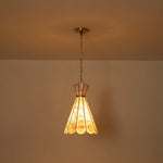 LightfixturesUAE-1-Light Petal Shell Antique Gold Pendant Light-Chandeliers-Antique Gold-