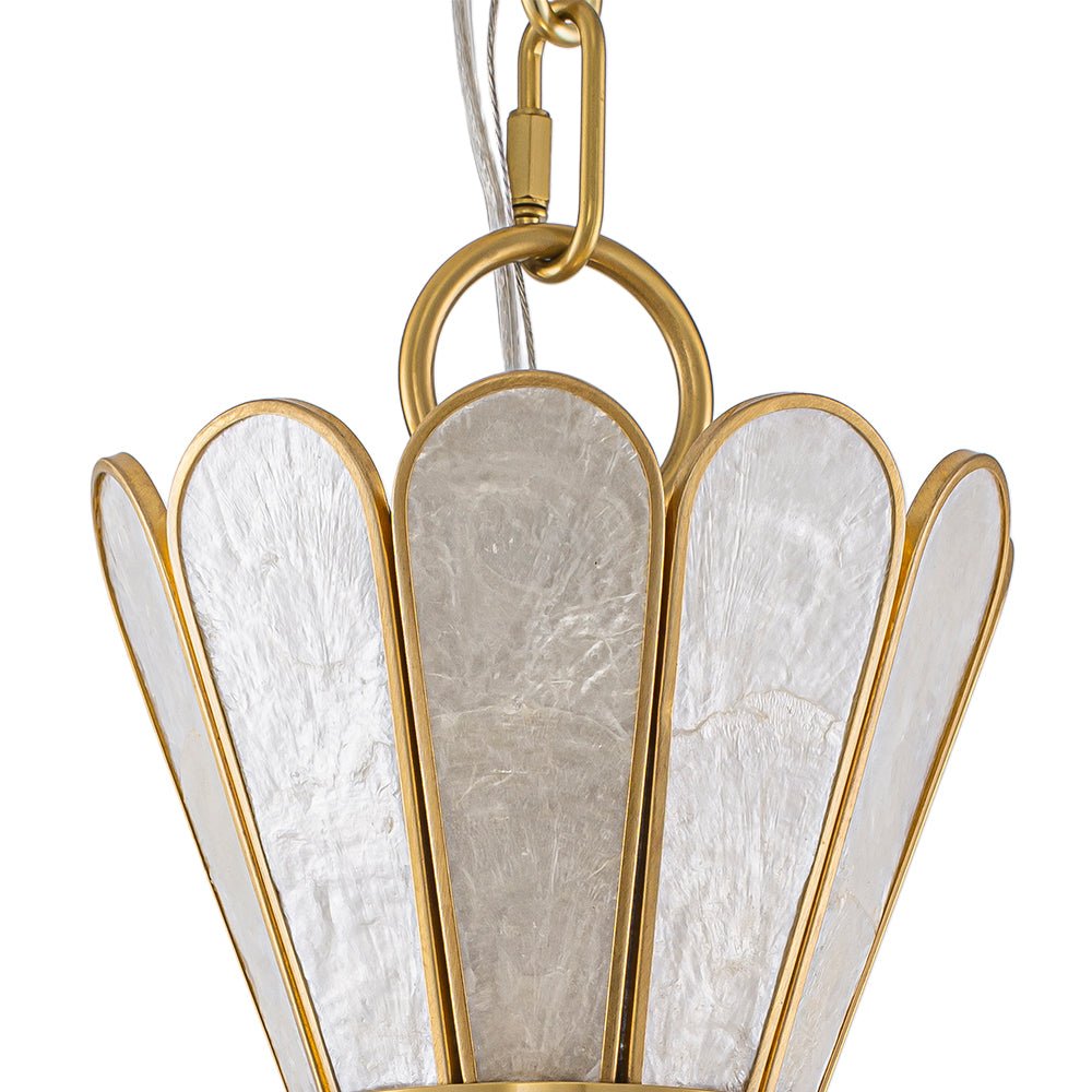 LightfixturesUAE-1-Light Petal Shell Antique Gold Pendant Light-Chandeliers-Antique Gold-