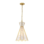 LightfixturesUAE-1-Light Petal Shell Antique Gold Pendant Light-Chandeliers-Antique Gold-