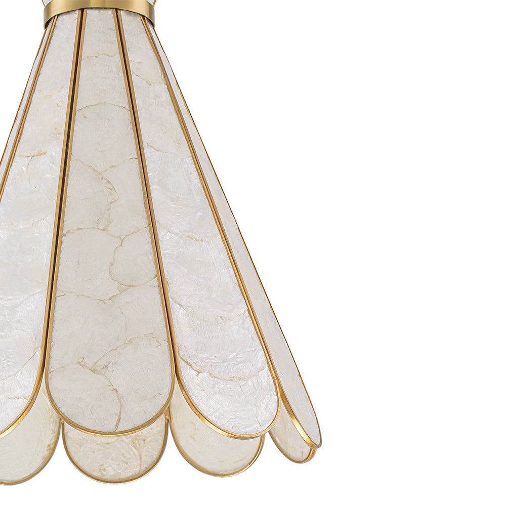 LightfixturesUAE-1-Light Petal Shell Antique Gold Pendant Light-Chandeliers-Antique Gold-
