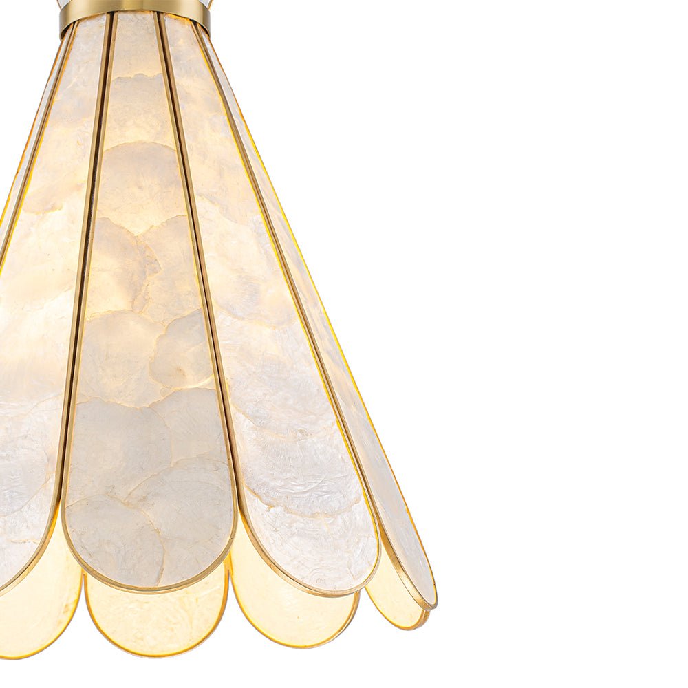 LightfixturesUAE-1-Light Petal Shell Antique Gold Pendant Light-Chandeliers-Antique Gold-