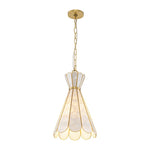 LightfixturesUAE-1-Light Petal Shell Antique Gold Pendant Light-Chandeliers-Antique Gold-