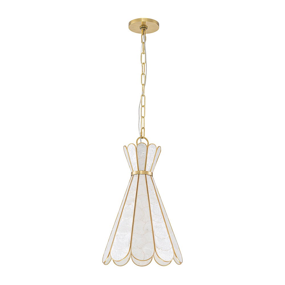 LightfixturesUAE-1-Light Petal Shell Antique Gold Pendant Light-Chandeliers-Antique Gold-
