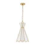 LightfixturesUAE-1-Light Petal Shell Antique Gold Pendant Light-Chandeliers-Antique Gold-