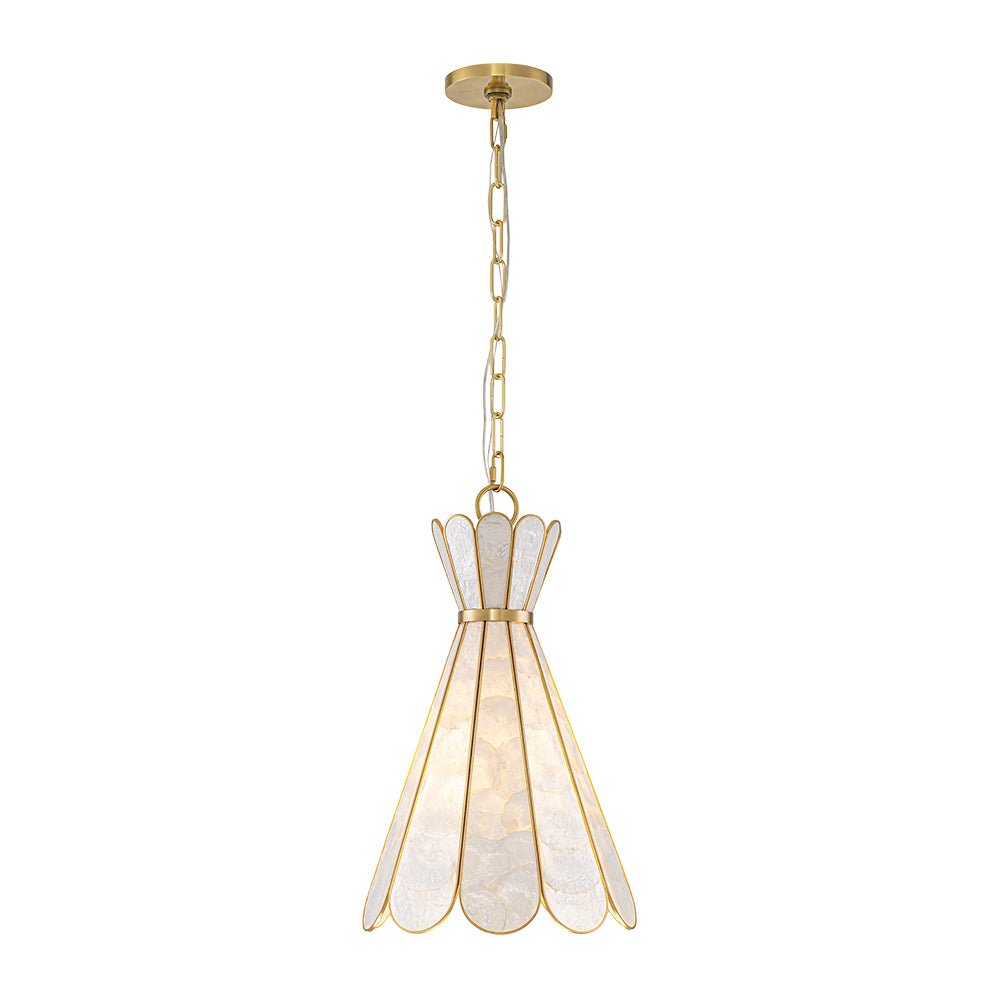 LightfixturesUAE-1-Light Petal Shell Antique Gold Pendant Light-Chandeliers-Antique Gold-