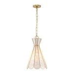LightfixturesUAE-1-Light Petal Shell Antique Gold Pendant Light-Chandeliers-Antique Gold-