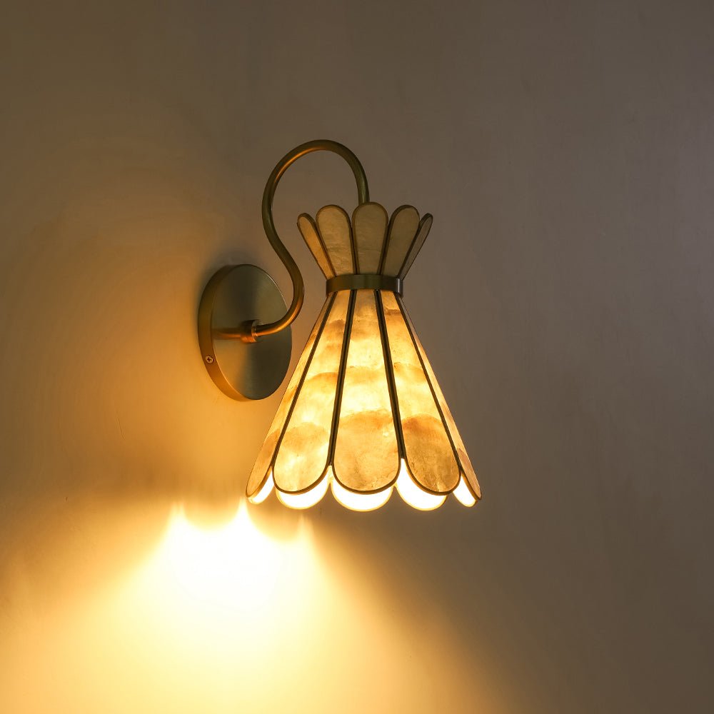 LightfixturesUAE-1-Light Petal Shell Antique Gold Wall Sconce for Bedside-Wall Lights-Antique Gold-