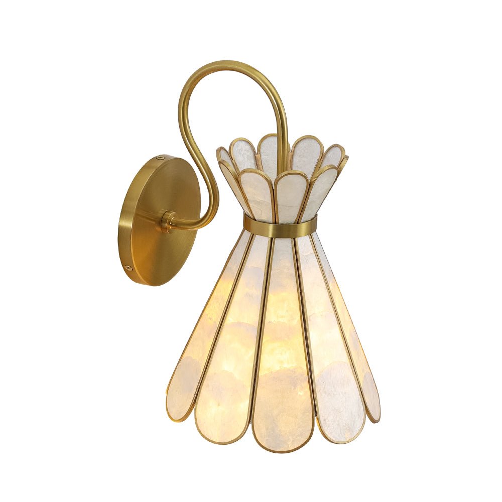 LightfixturesUAE-1-Light Petal Shell Antique Gold Wall Sconce for Bedside-Wall Lights-Antique Gold-