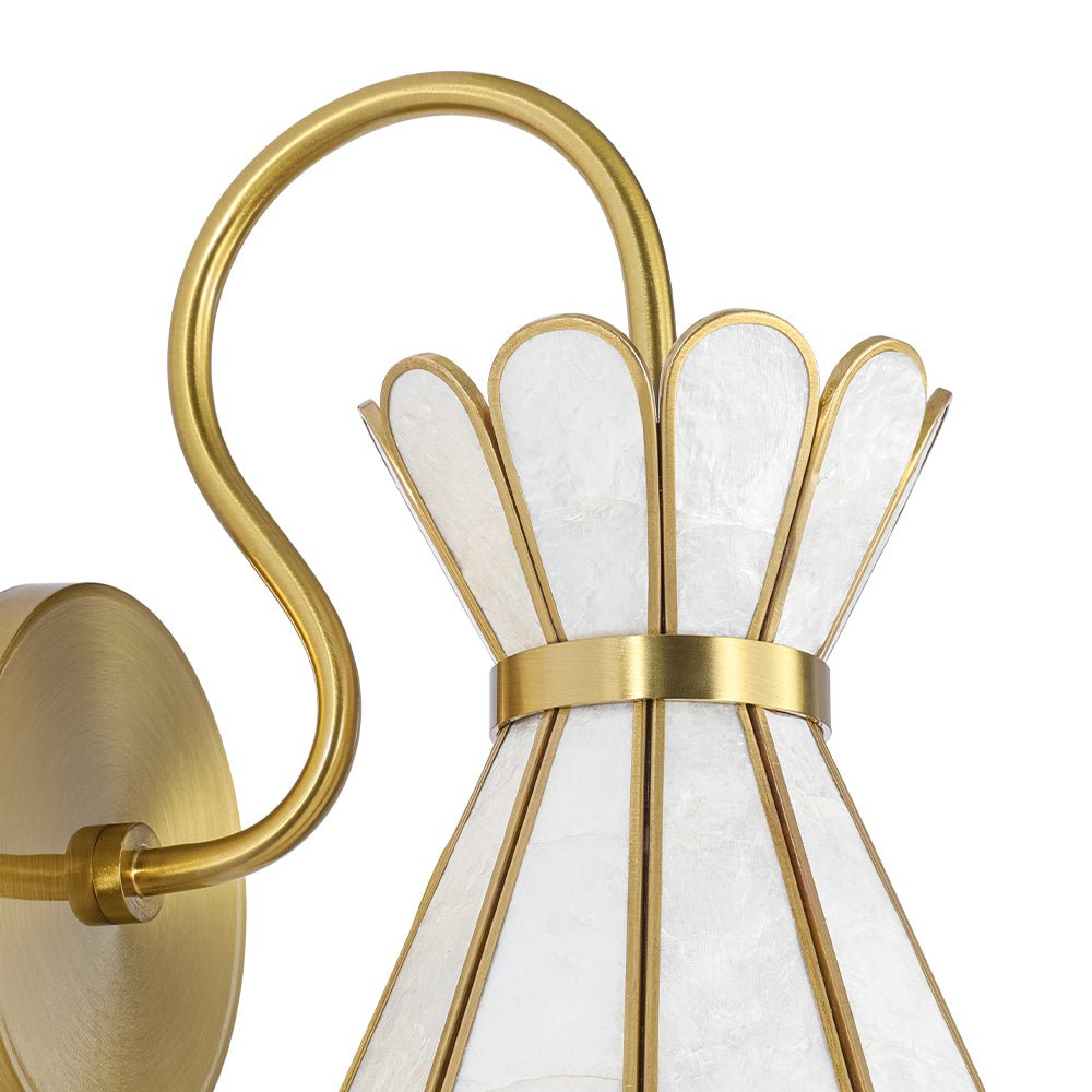 LightfixturesUAE-1-Light Petal Shell Antique Gold Wall Sconce for Bedside-Wall Lights-Antique Gold-
