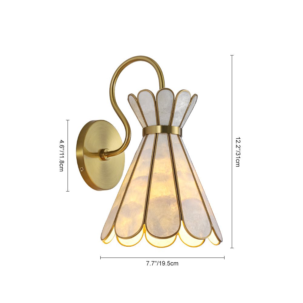 LightfixturesUAE-1-Light Petal Shell Antique Gold Wall Sconce for Bedside-Wall Lights-Antique Gold-