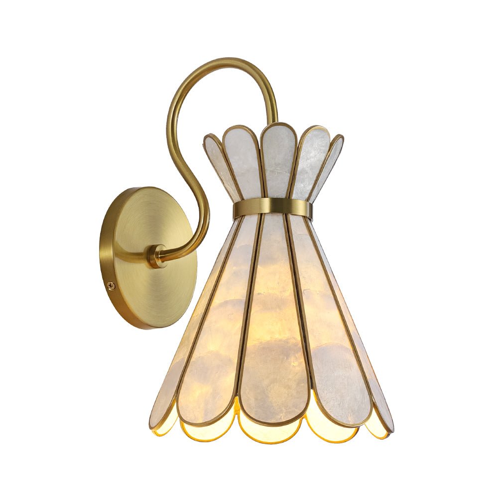 LightfixturesUAE-1-Light Petal Shell Antique Gold Wall Sconce for Bedside-Wall Lights-Antique Gold-