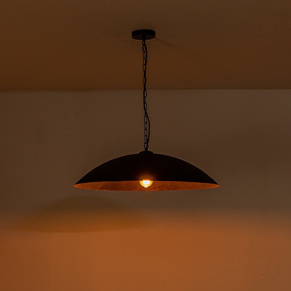 LightfixturesUAE-1-Light Retro Black Gold leaf Flying Saucer Pendant Light-Pendant Lights-Black-