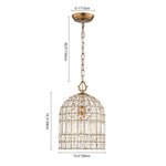 LightfixturesUAE-1-Light Retro French K9 Crystal Metal Bell-Shaped Pendant Light-Pendant Lights-Gold-