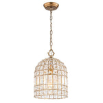 LightfixturesUAE-1-Light Retro French K9 Crystal Metal Bell-Shaped Pendant Light-Pendant Lights-Gold-