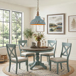LightfixturesUAE-1-Light Rustic Aged Patina Iron Peacock Blue Dome Pendant Light-Pendant Lights-Large-