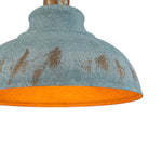 LightfixturesUAE-1-Light Rustic Aged Patina Iron Peacock Blue Dome Pendant Light-Pendant Lights-Small-