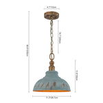 LightfixturesUAE-1-Light Rustic Aged Patina Iron Peacock Blue Dome Pendant Light-Pendant Lights-Small-
