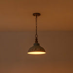 LightfixturesUAE-1-Light Rustic Aged Patina Iron Peacock Blue Dome Pendant Light-Pendant Lights-Small-