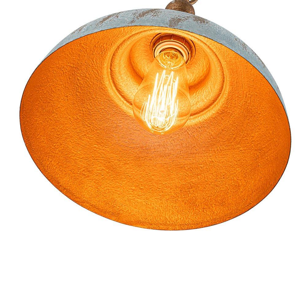 LightfixturesUAE-1-Light Rustic Aged Patina Iron Peacock Blue Dome Pendant Light-Pendant Lights-Small-
